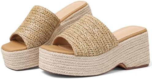 Platform Slip on Espadrille Sandals for Women Summer Wedges Slides -Flatform, Open Toe, Bohemia, ... | Amazon (US)
