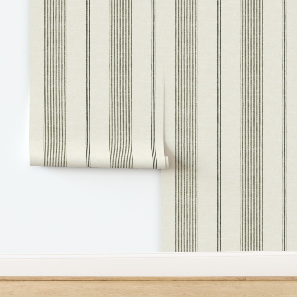 (large scale) Ivy Stripes - Vertical Sage on Cream - LAD22 Wallpaper | Spoonflower | Spoonflower