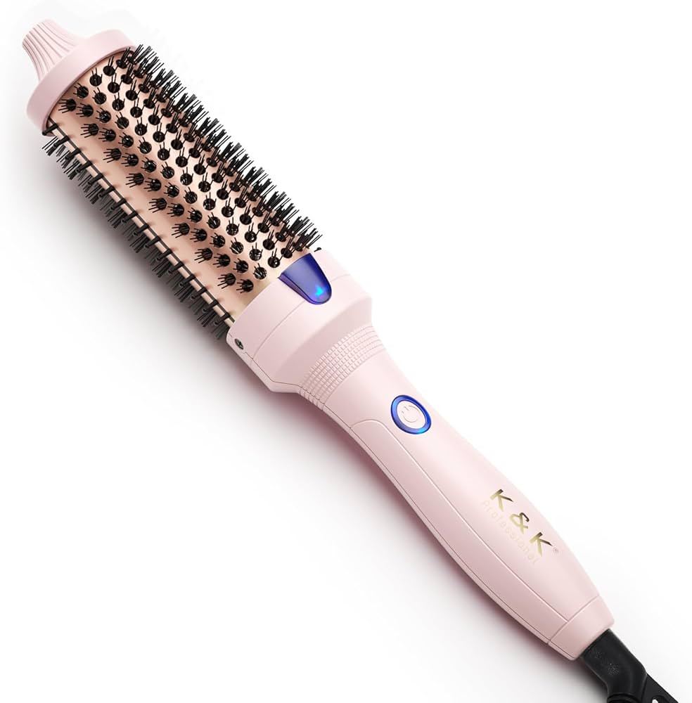 K&K 1.5 Inch Ceramic Tourmaline Ionic Curling Brush Volumizer - Hot Brush Creates Root Volume & L... | Amazon (US)