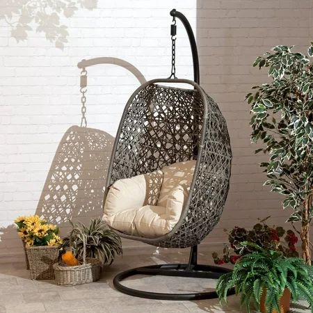 Suntime Brampton Cocoon Hanging Egg Chair with Cushion and Stand | Walmart (US)