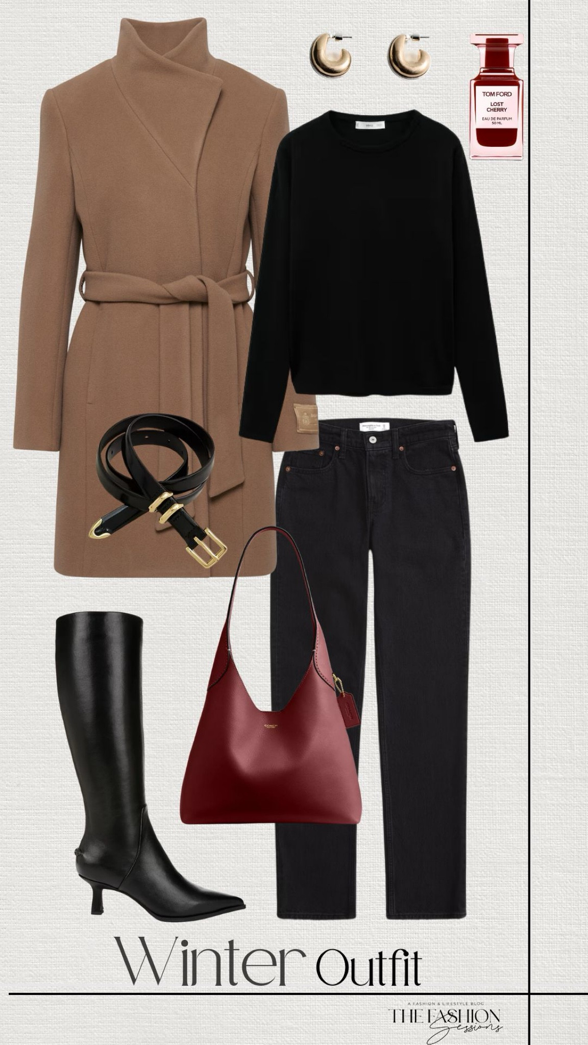 Winter Outfit | Babaton Coat | Black Sweater | Black Jeans | Knee High Boots | Red Shoulder Bag | Tom Ford Perfume |

#LTKStyleTip #LTKShoeCrush #LTKSeasonal