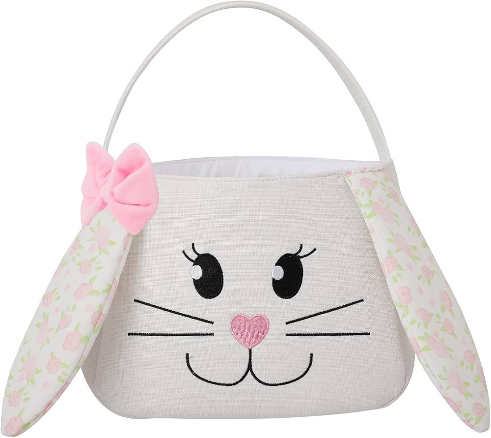 THOVSMOON Easter Bunny Basket for Kids,Cute Easter Bucket Bags with Rabbit Ears for Easter Eggs H... | Amazon (US)