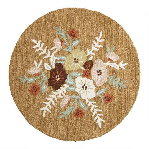 Round Multicolor Floral Tufted Wool Blend Area Rug | World Market