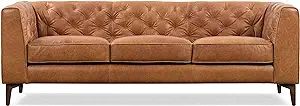 Poly & BARK Essex Leather Couch – 89-Inch Leather Sofa with Tufted Back - Full Grain Leather Co... | Amazon (US)