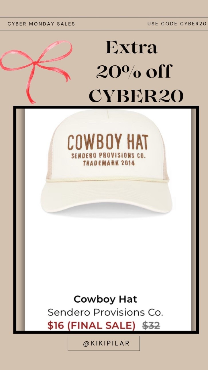 Cyber Monday sale
Things I have and on sale
Extra 20% off final sale items
Revolve up to 90% off
Revolve sale
Cowboy hat
Sendero provisions 
Cowboy ball cap
Neutral baseball hat
Brown and cream hat
Revolve cyber Monday 

#LTKSaleAlert #LTKTravel #LTKCyberWeek