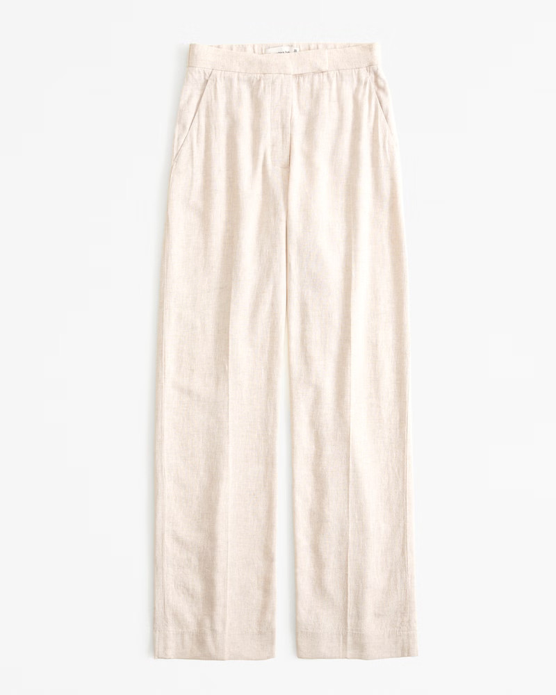 Linen-Blend Tailored Straight Pant | Abercrombie & Fitch (US)