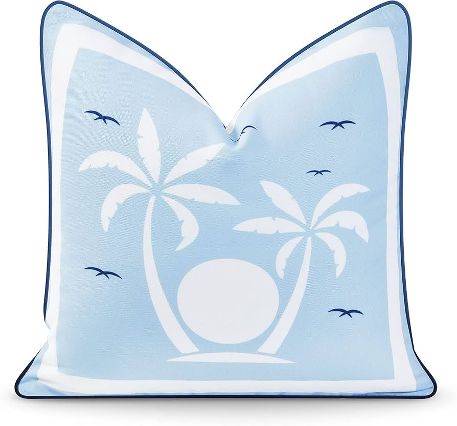 Hofdeco Premium Coastal Hampton Style Patio Indoor Outdoor Throw Pillow Cover Only, 18"x18" Water... | Amazon (US)