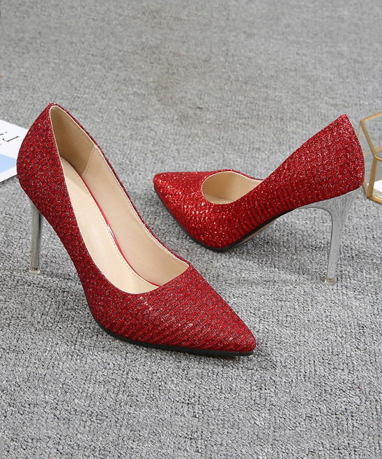 Phebe Women's Pumps Red - Red Stripe Clear-Heel Stiletto Pump - Women | Zulily