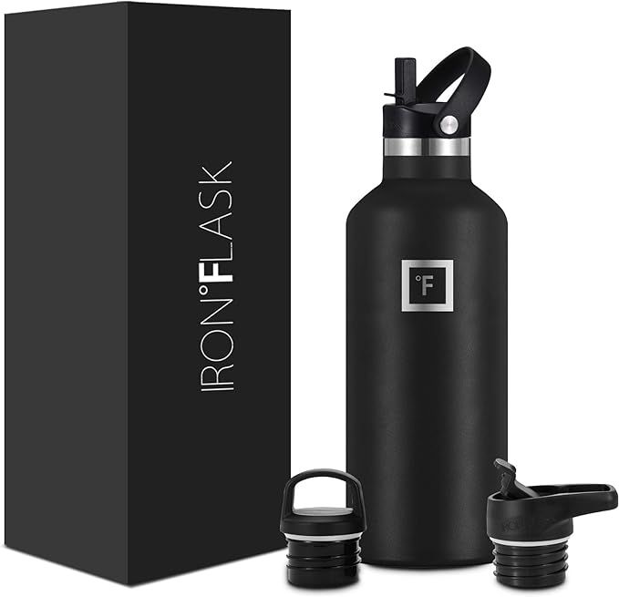 IRON °FLASK Sports Water Bottle - 32 Oz, 3 Lids (Straw Lid), Leak Proof, Vacuum Insulated Stainl... | Amazon (US)