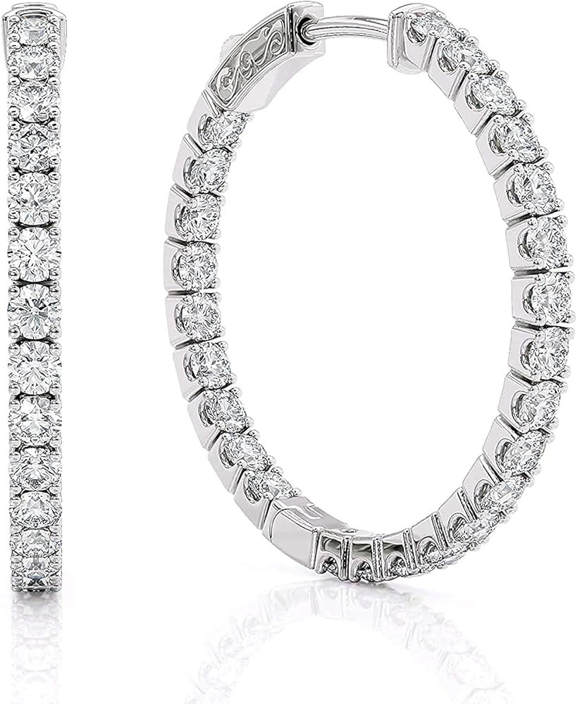 1 1/5 to 10 Carat Moissanite Inside Out Hoop Earrings for Women in 925 Sterling Silver (G-H, VS, ... | Amazon (US)