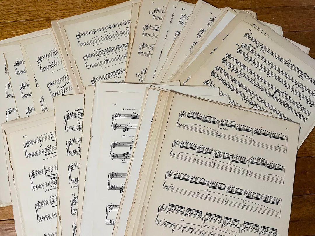 100 Sheets Vintage Sheet Music  9in. x 12in. size  Music only  No Lyrics | Etsy (US)
