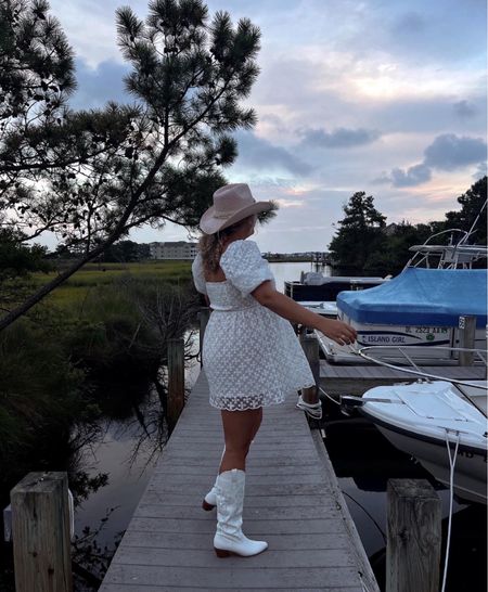 The most perfect white dress! 

Bachelorette outfit, wedding outfit, country concert outfit, white cowboy boots, cowboy hat, coastal cowgirl

#LTKMidsize #LTKFestival #LTKWedding
