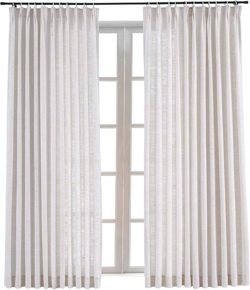 TWOPAGES 52 W x 120 L inch Pinch Pleat Darkening Drape Faux Linen Curtain Drapery Panel for Livin... | Amazon (US)
