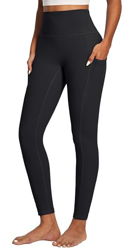 IUGA Compression Leggings for Women Tummy Control No Front Seam Leggings with Pockets High Waisted Workout Yoga Pants Black | Amazon (US)
