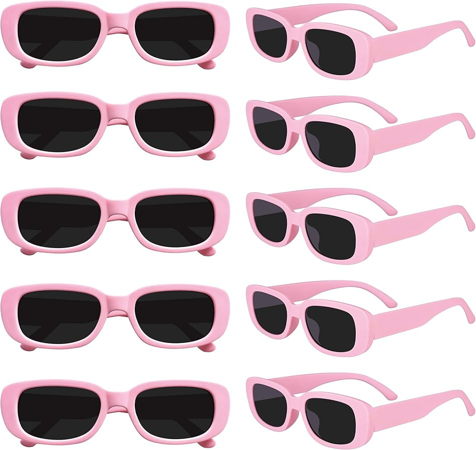 LotsBuyLots 10 Pack Retro Rectangle Sunglasses Women Vintage Square Glasses for Bachelorette Part... | Amazon (US)