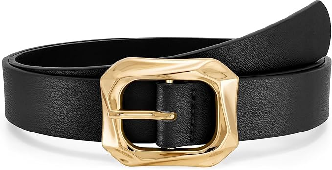 WHIPPY Women's Leather Belts with Gold Buckle Casual Fashion Ladies Waist Belts for Jeans Pants D... | Amazon (US)