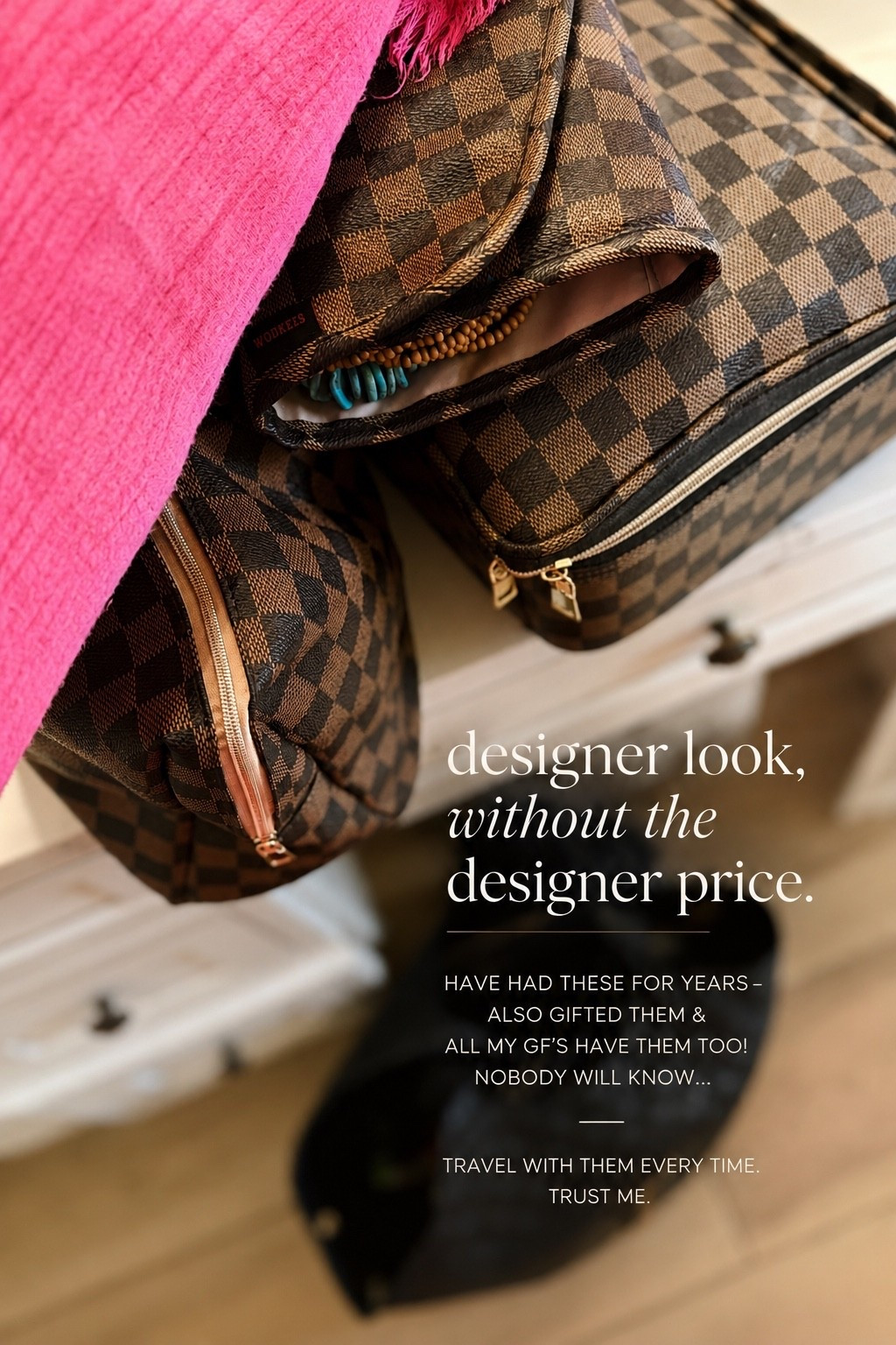 Designer look without the designer price 🤎✨

These makeup bags give total Louis Vuitton vibes — I’ve had mine for years and always go back to them 🙌🏼

They’re such a good gift too (all my girlfriends have them 😅) and trust me… nobody will know 🤫

amazon finds, look for less, designer inspired, makeup bags, travel essentials, luxe for less, everyday essentials.

#LTKootd #LTKmomlife