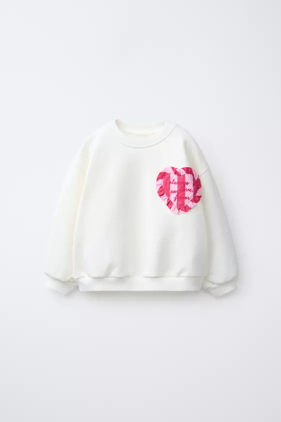 STRIPED HEART PATCH SWEATSHIRT | Zara UK