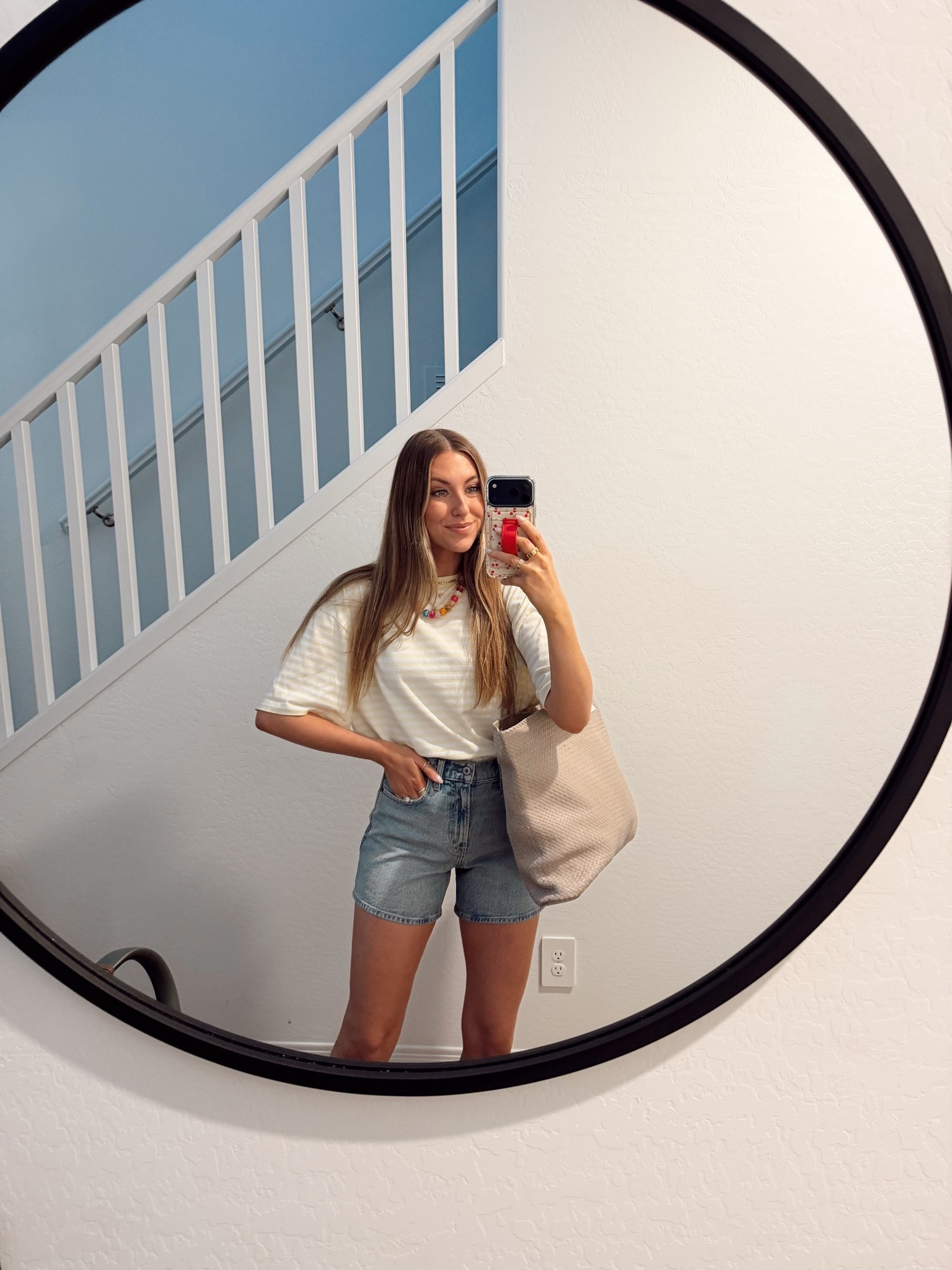 Today’s outfit! Love these dad shorts! Perfect length & have a little stretch! Wearing a 27

#LTKootd
