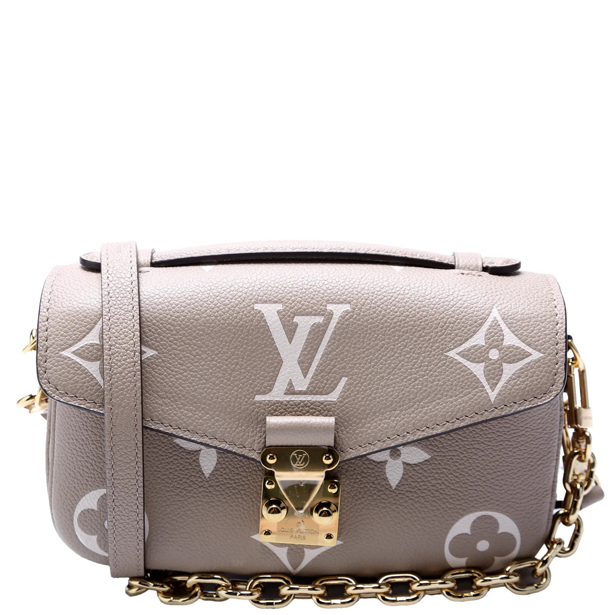 Pochette Metis East West Bicolor Empreinte Taupe | Keeks Designer Handbags