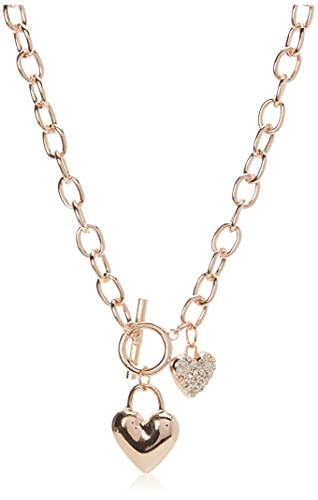 GUESS Rose-Gold-Tone Heart Lock Charm Toggle Chain Necklace | Amazon (US)