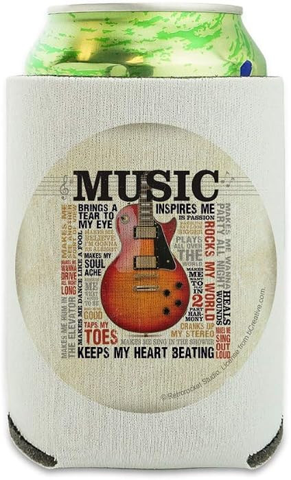 Music Inspires Guitar Can Cooler - Drink Sleeve Hugger Collapsible Insulator - Beverage Insulated... | Amazon (US)