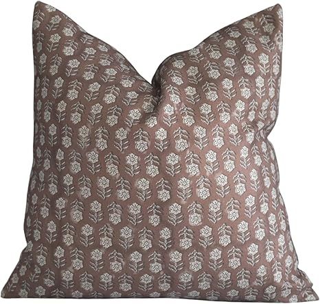 Block Print Pattern Floral Throw Pillow Covers for 2023 Winter, Christmas, and Spring Seasonal Ho... | Amazon (US)