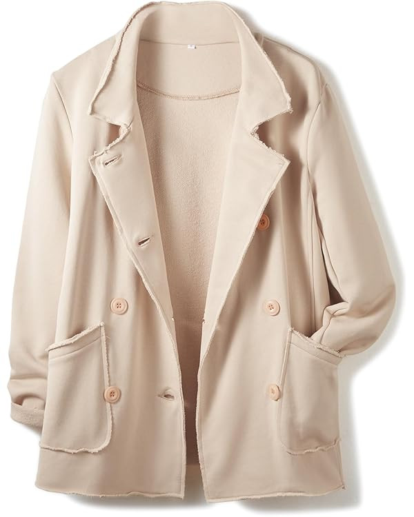 Ainangua Classic Trench Coats for Women Double Breasted Belfast Fleece Peacoat Jackets Essentials... | Amazon (US)