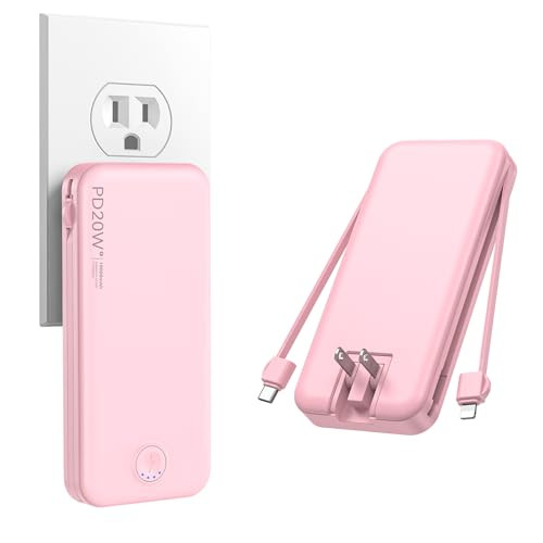 Portable Charger, 10000mAh PD20W Fast Charging Power Bank with Built-in Cables & Wall Plug, Trave... | Amazon (US)