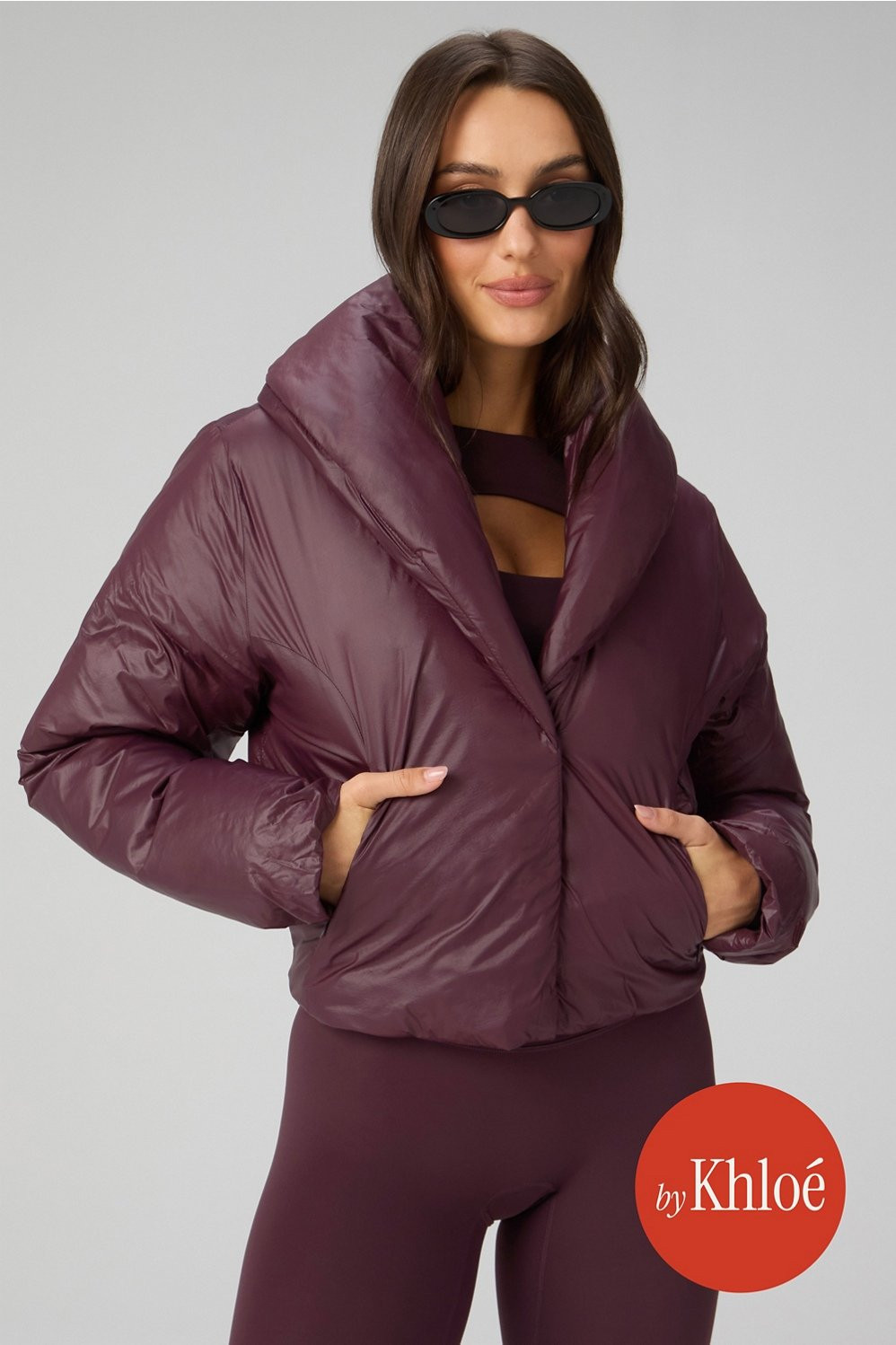 Shawl Collar Puffer Shine Jacket | Fabletics
