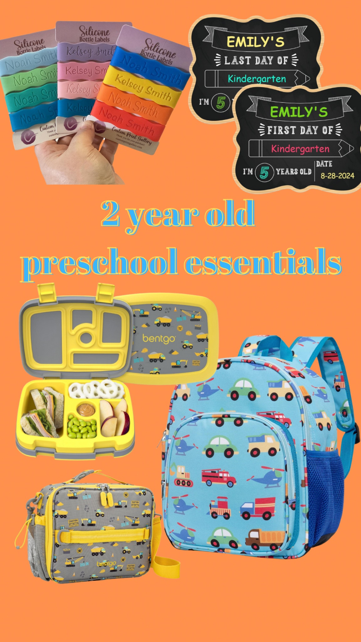 Back to school season is starting for my little guy - his first year of preschool! He's going to love this vehicle backpack and construction Bentgo lunch box set. These silicone bottle labels are perfect for his water cup so it doesn't get mixed up with others. And of course, we have to start the first day of school photos 🥹 so I got this cute first/last day of school chalkboard. I can't believe he's going to school!

#LTKSeasonal #LTKKids