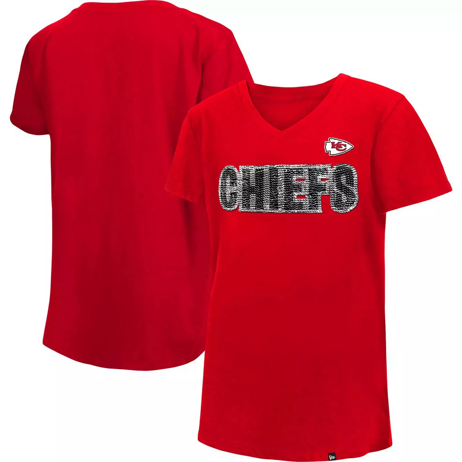 New Era Girls' Kansas City Chiefs Sequins Pink T-Shirt