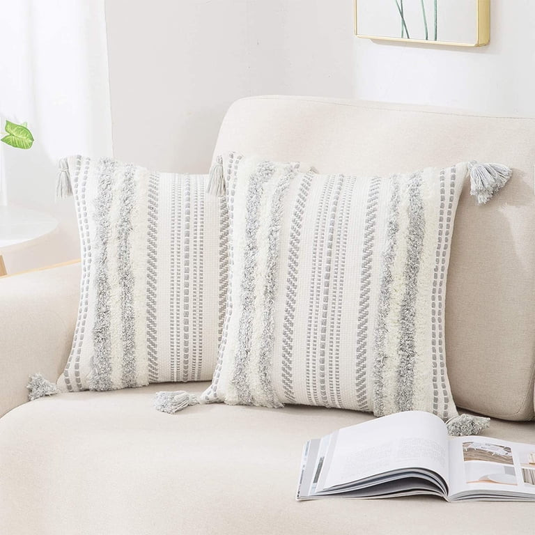 decorUhome 2 Pack Boho Decorative Throw Pillow Covers Tufted Woven with Tassel Series Pillow Case... | Walmart (US)