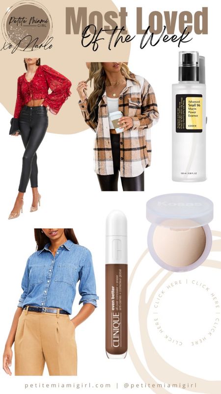 This weeks most loved
Shacket , beauty products , clothing. 

#LTKstyletip #LTKbeauty #LTKunder100
