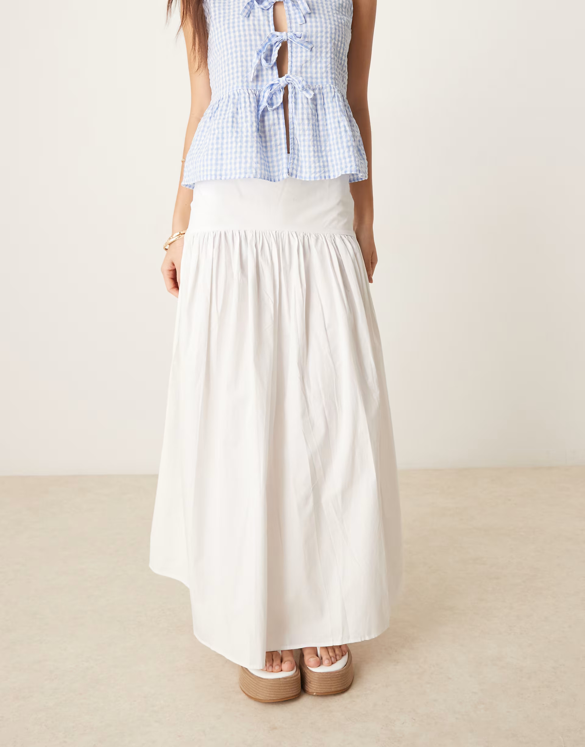 ASOS DESIGN drop waist maxi skirt in white | ASOS | ASOS (Global)