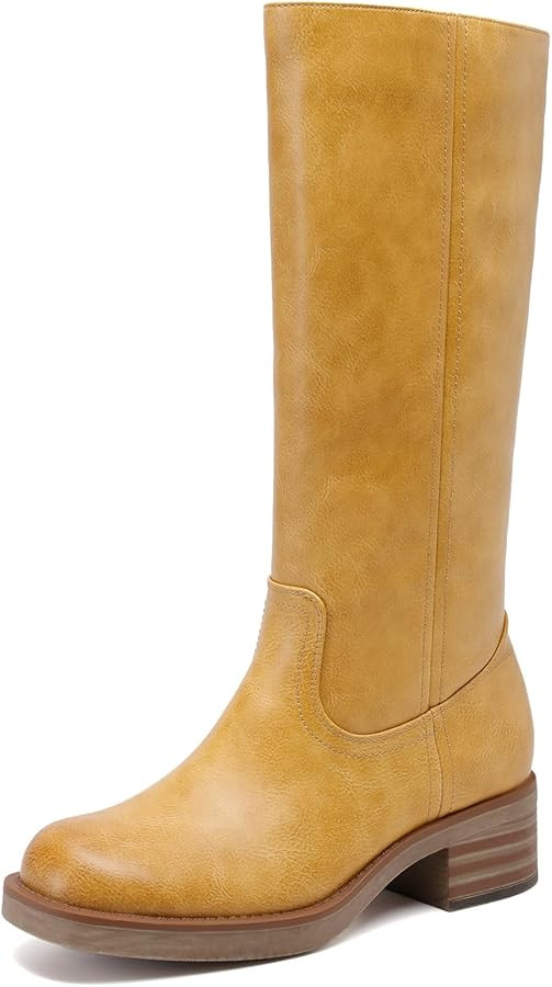 DREAM PAIRS Women's Square Toe Platform Chunky Block Heel Knee High Riding Boots | Amazon (US)