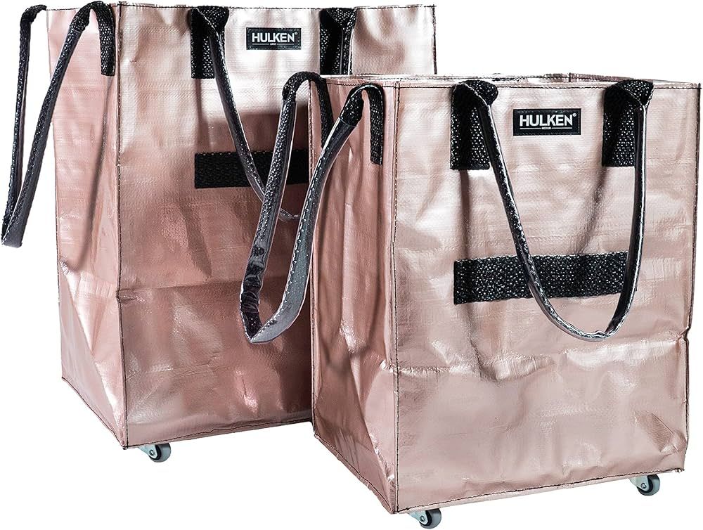 HULKEN - (Medium, Rose Gold) Reusable Grocery Bag On Wheels, Shopping Trolley, Lightweight, Carri... | Amazon (US)