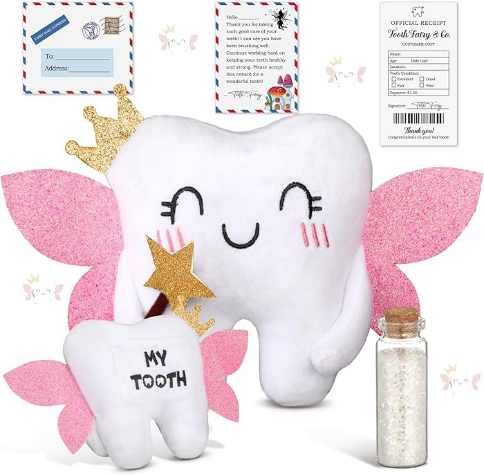 Tooth Fairy Pillow Kit Includes Toothfairy Pillow with Pocket Fairy Glitter Receipt Envelope Card... | Amazon (US)