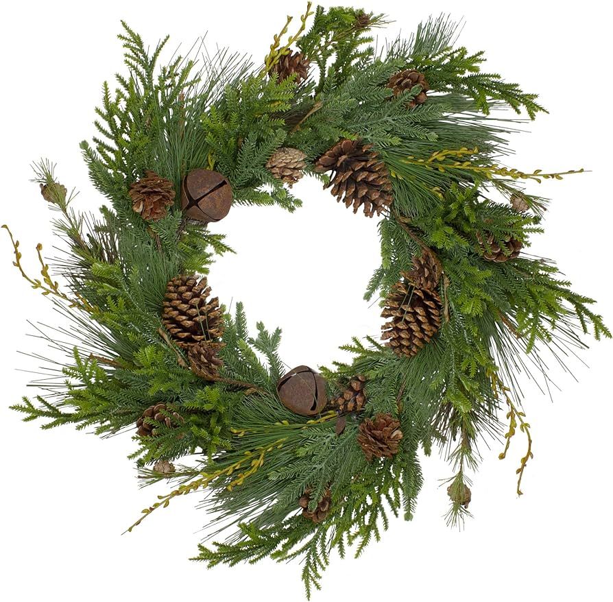 Rustic Green and Brown Artificial Christmas Pinecone Wreath - 30-inch, Unlit | Amazon (US)