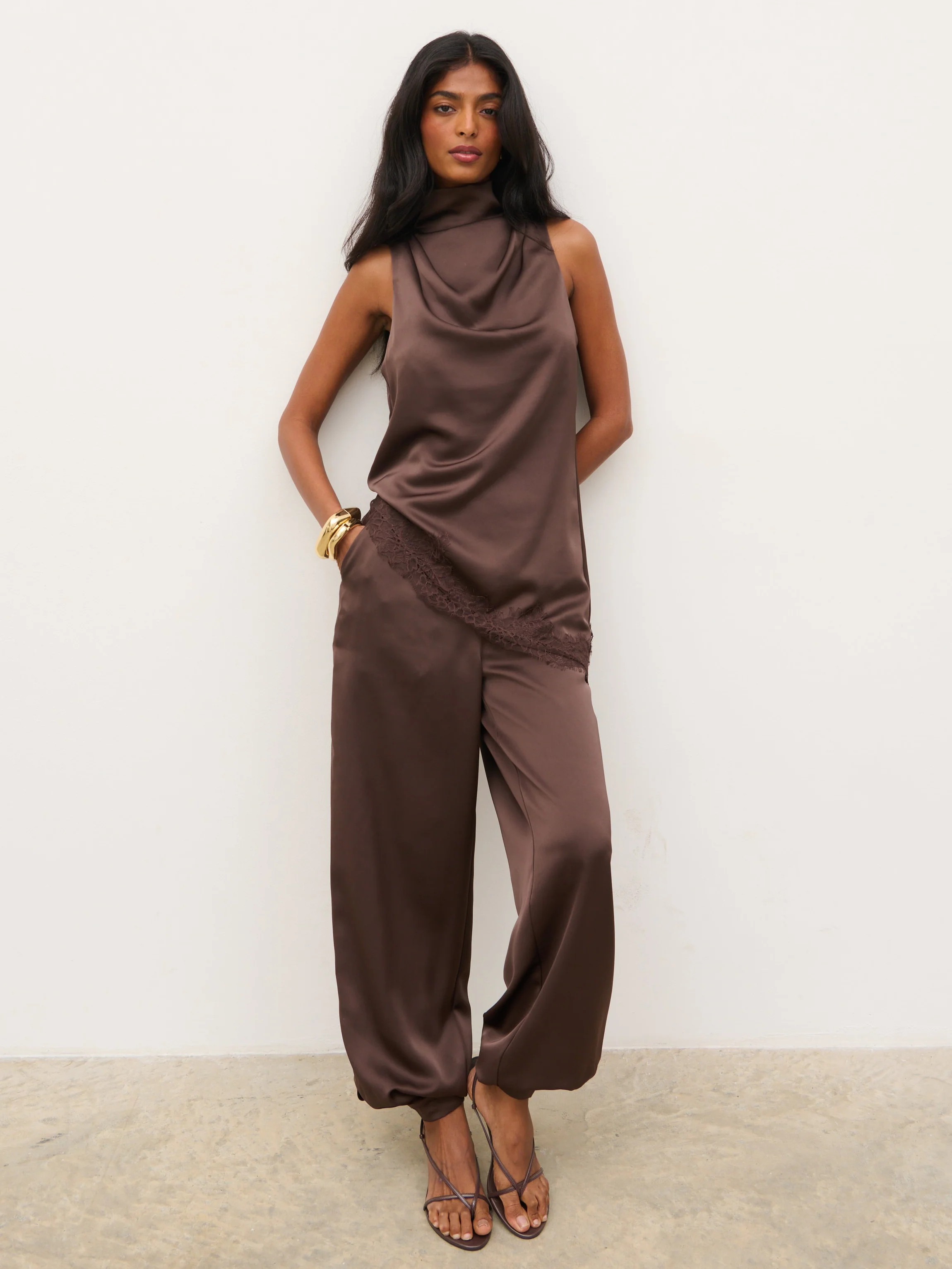 Breya Balloon Trousers - Chocolate Brown | Pretty Lavish (UK)