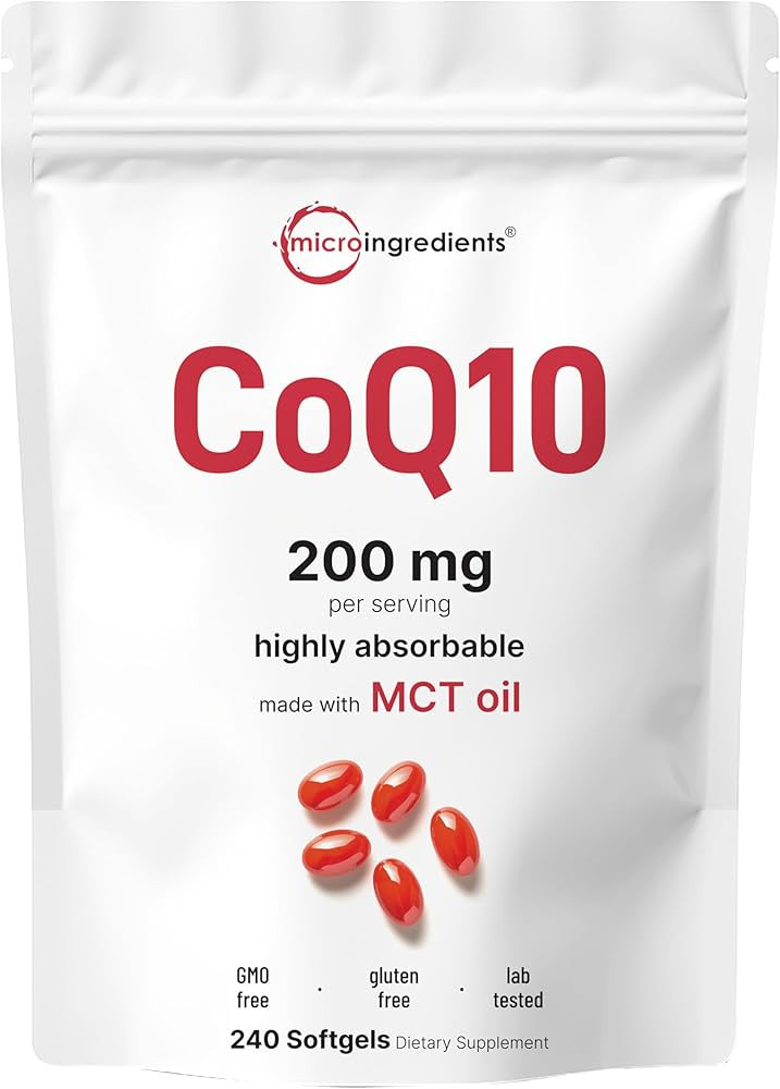Micro Ingredients CoQ10 200mg Per Serving | 240 Softgels with Coconut MCT Oil | High Absorption C... | Amazon (US)