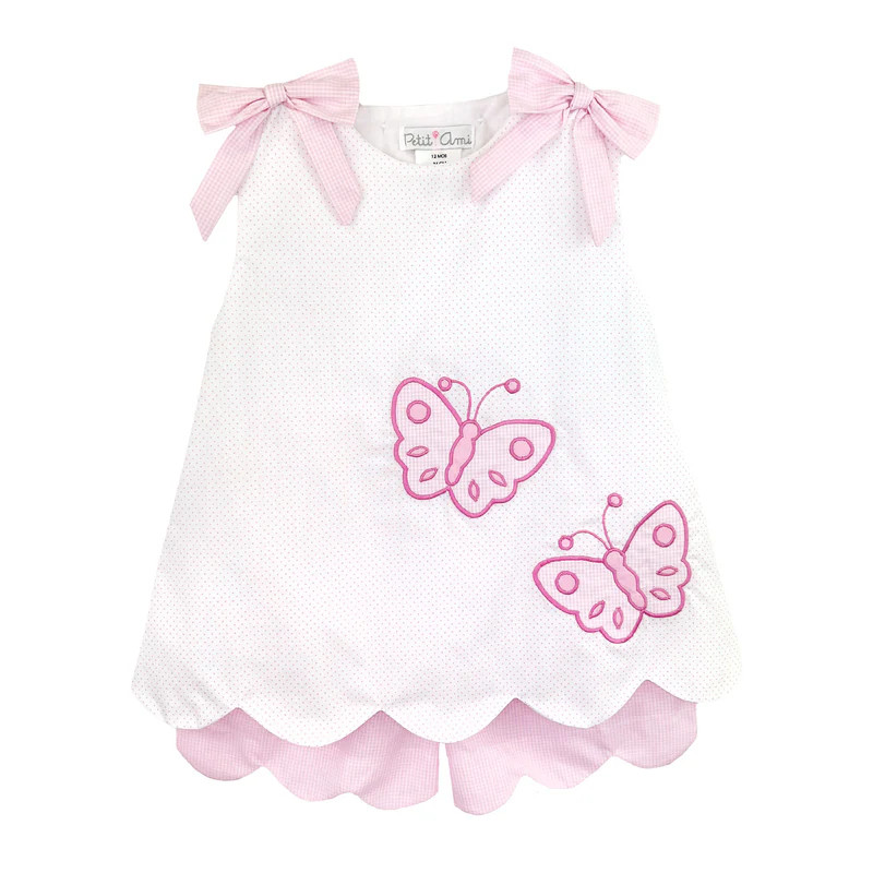 Butterfly Pink Polka Dot Short Set | Classic Whimsy