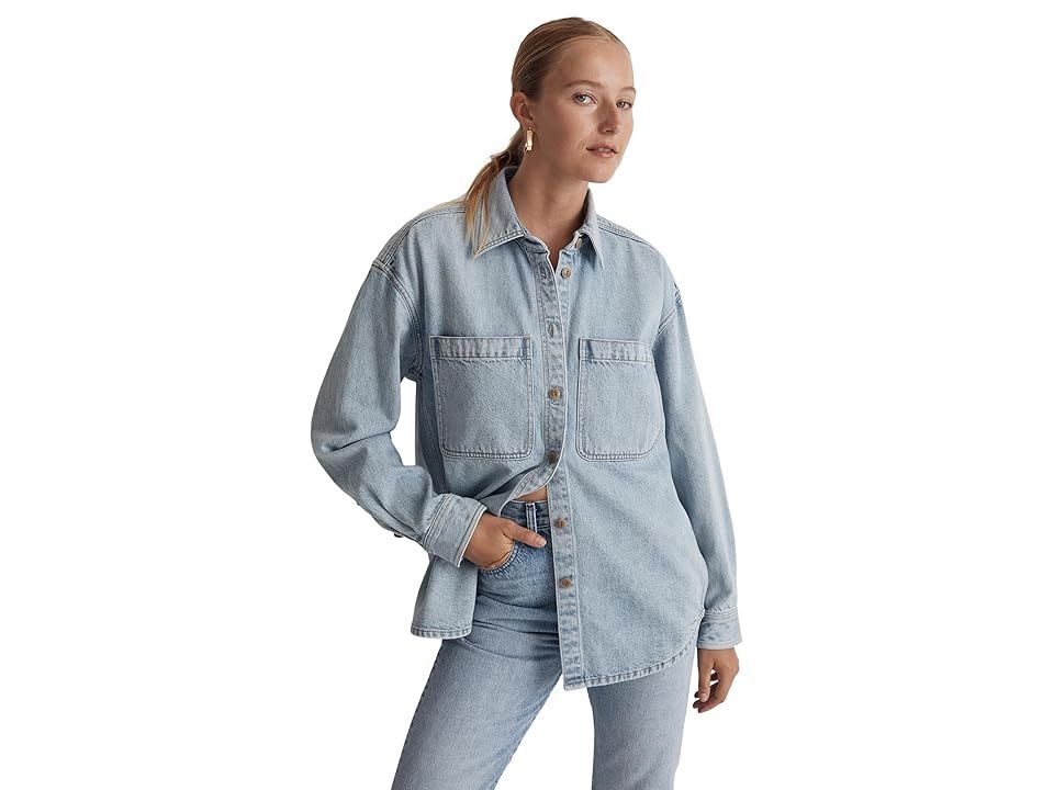 Madewell Heavyweight Denim Oversized Button-Up Shirt in Derussey Wash (Derussey Wash) Women's Clothing | Zappos