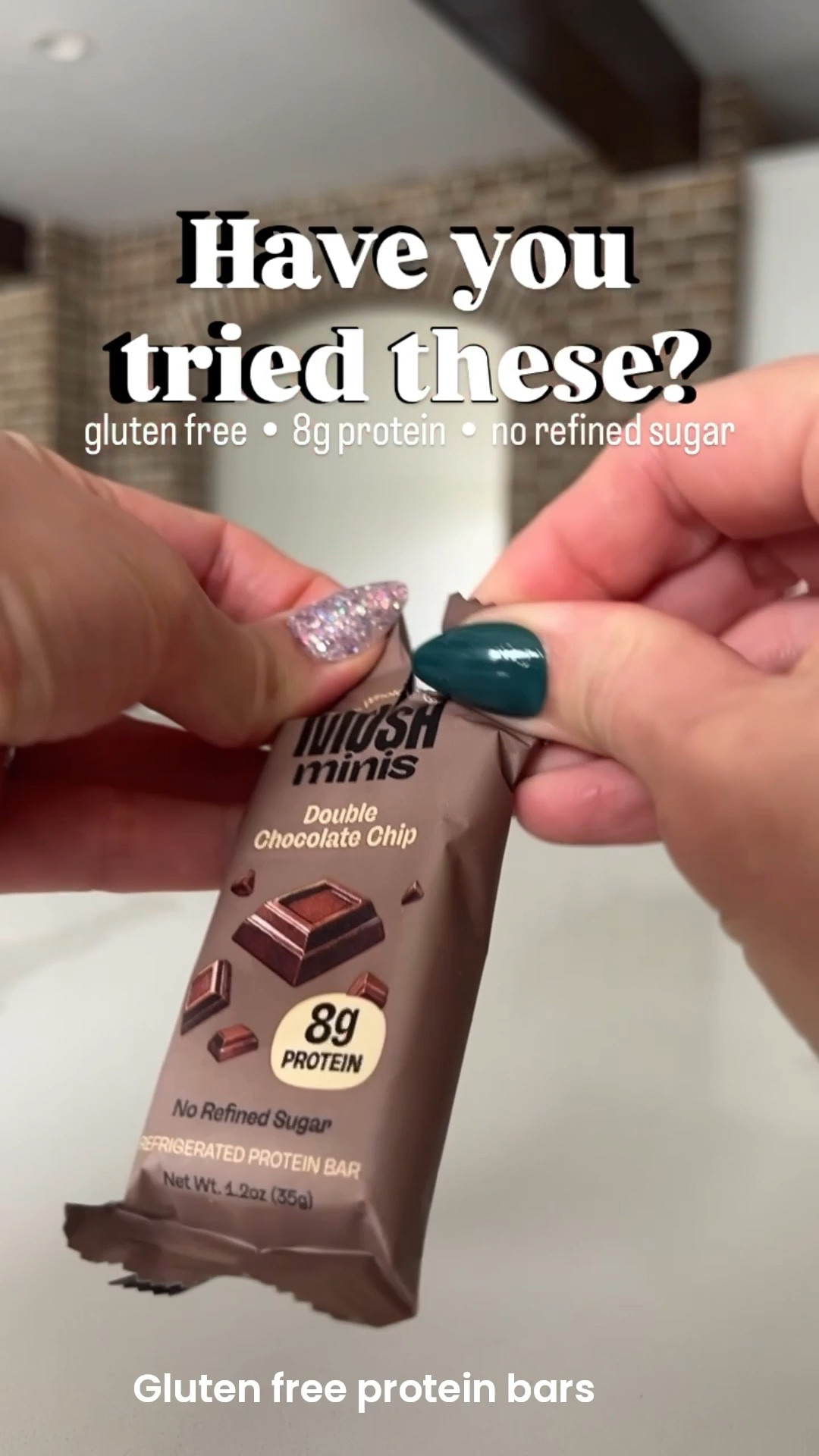 Mush protein bars chocolate, gluten-free protein bars, no refined, sugar, whole grains, rolled oats refrigerated ￼￼￼

#LTKOver40 #LTKfoodie #LTKfitnessgoals