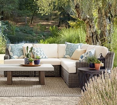 Huntington All-Weather Wicker 5-Piece Slope Arm Sectional | Pottery Barn (US)