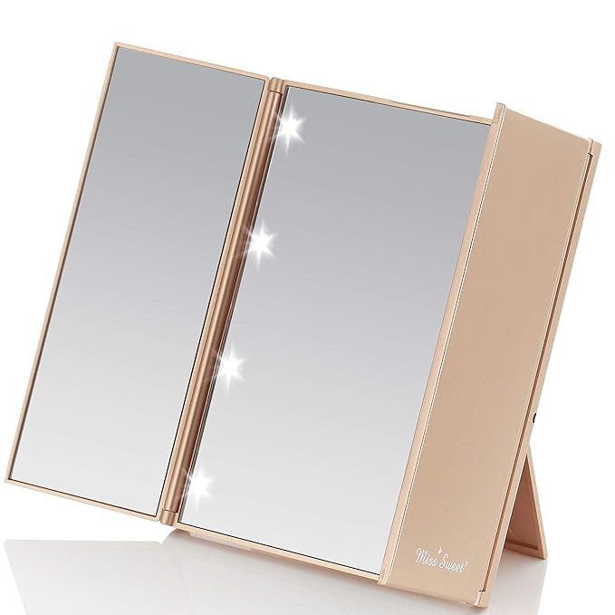 Miss Sweet Compact Mirror Tri-fold Mirror Travel Mirror Around 6inch (Gold) | Amazon (US)
