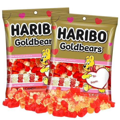 Valentine's Day Goldbear Gummy Bears, Raspberry and Pineapple Flavored Gummies, Candy Bowl Fillers and Gifts, 4 Ounces (Pack of 2) | Amazon (US)