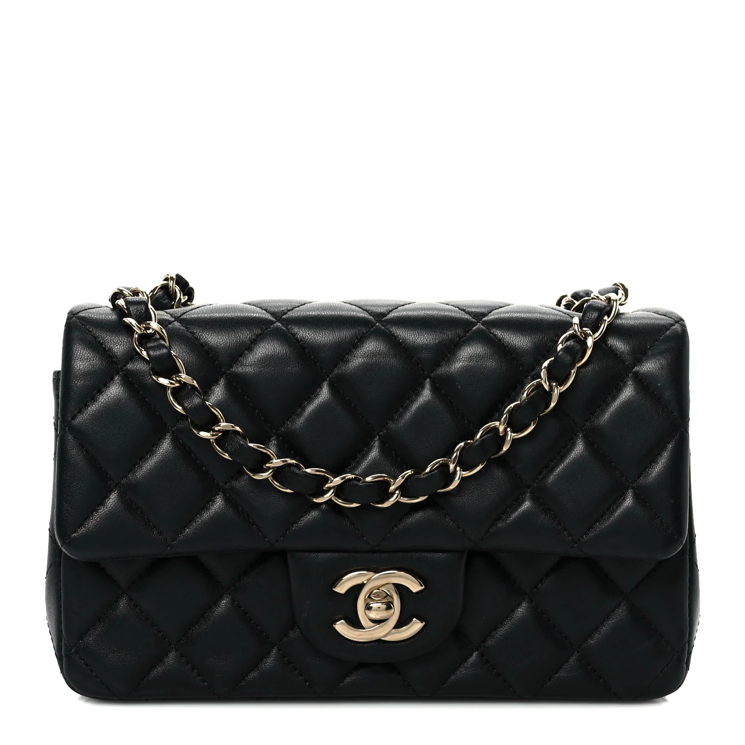 Lambskin Quilted Mini Rectangular Flap Black | FASHIONPHILE (US)