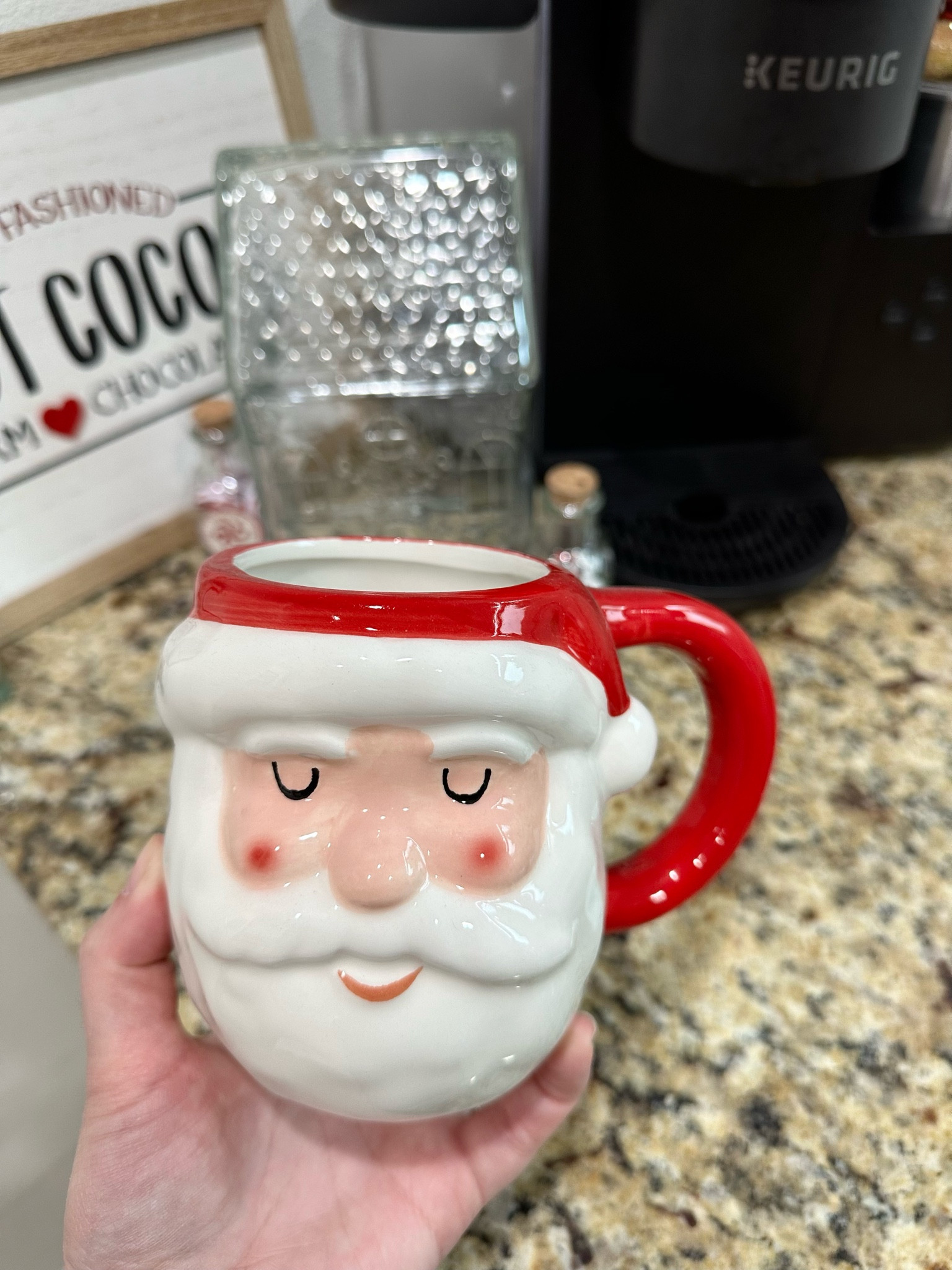 Santa mug, Christmas mug, Christmas coffee bar, Christmas hot cocoa bar, Christmas gift idea, Christmas teacher gift idea, Santa decor, Christmas kitchen decor. 

#LTKhome #LTKHoliday #LTKstyletip