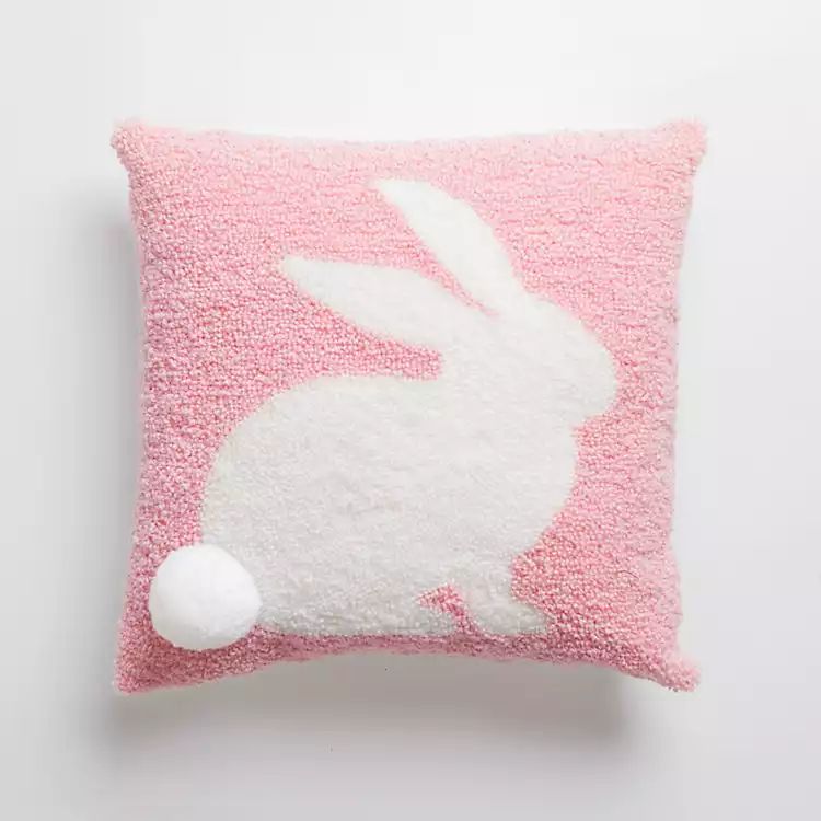 Pink Bunny Hooked Pillow | Kirkland's Home